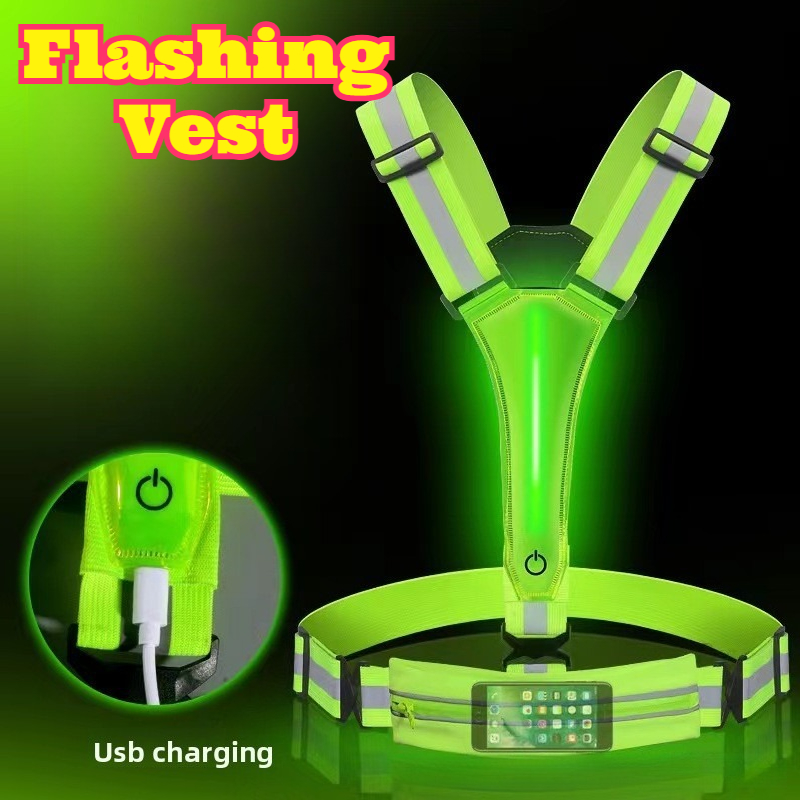 Reflective Cycling Vest - LED-gloeiend reflecterend vest Hoge zichtbaarheid Flitsveiligheidsvest