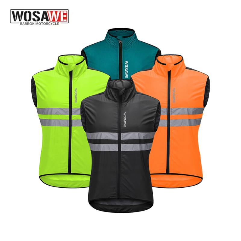 Reflective Cycling Vest - WOSAWE Heren Fiets Windjack Vest Lichtgewicht